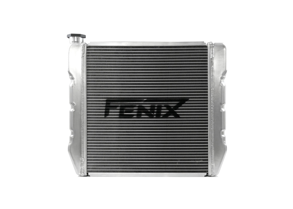 Universal Stock Car Radiator - Top Outlet Pipe Left / Bottom Outlet Pipe Right [Pressed Tank]