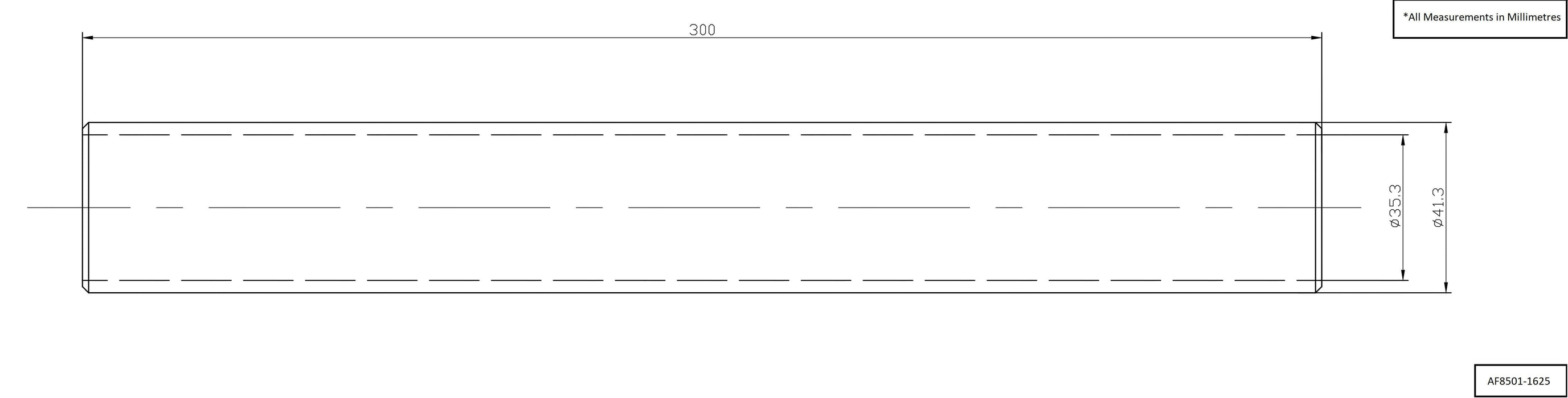 Aeroflow Aeroflow Aeroflow 1-5/8" (42mm) Steam Pipe Tube, Straight 300mm Long (AF8501-1625) Autofit