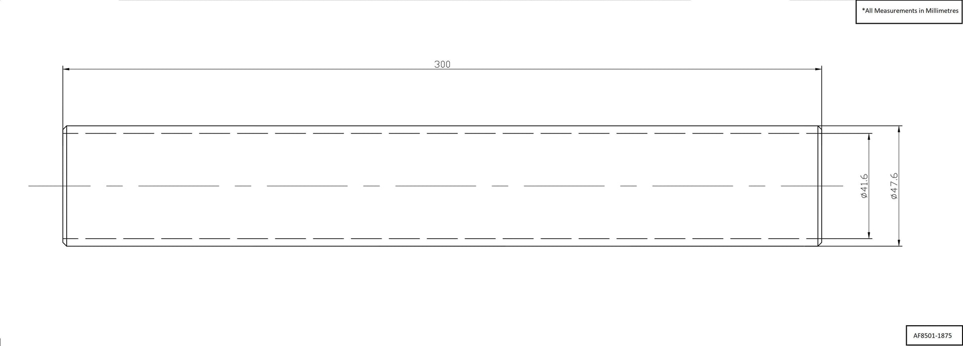 Aeroflow Aeroflow Aeroflow 1-7/8" (48mm) Steam Pipe Tube, Straight 300mm Long (AF8501-1875) Autofit