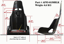 Aeroflow Aeroflow Aeroflow Pro Street Drag 15" Aluminium Race Seat, Black Finish (AF93-0150BLK) Autofit