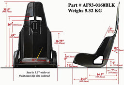Aeroflow Aeroflow Aeroflow Pro Street Drag 16" Aluminium Race Seat, Black Finish (AF93-0160BLK) Autofit