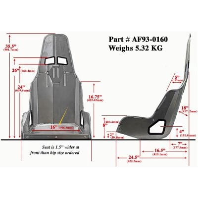 Aeroflow Aeroflow Aeroflow Pro Street Drag 16" Aluminium Race Seat, Raw Finish Autofit