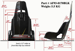 Aeroflow Aeroflow Aeroflow Pro Street Drag 17" Aluminium Race Seat, Black Finish (AF93-0170BLK) Autofit