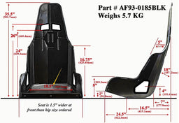 Aeroflow Aeroflow Aeroflow Pro Street Drag 18.5" Aluminium Race Seat, Black Finish (AF93-0185BLK) Autofit