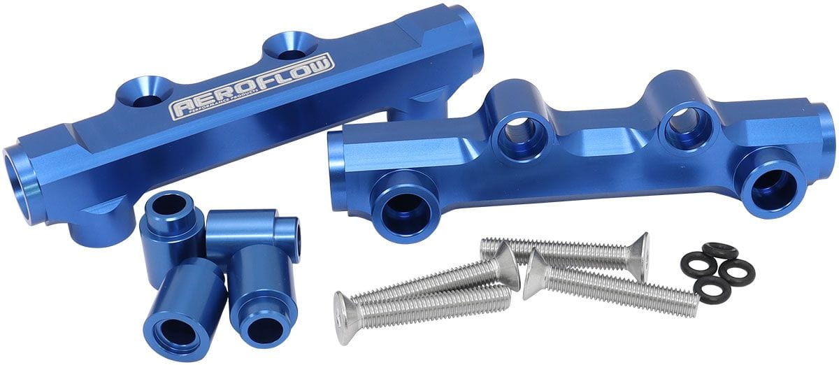 Aeroflow Aeroflow Aeroflow Subaru EJ20 and EJ25 Top Feed Billet EFI Fuel Rail - Blue (AF64-2257) Autofit