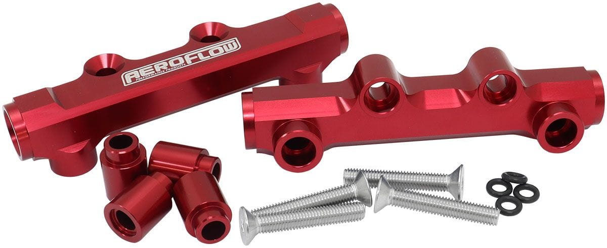 Aeroflow Aeroflow Aeroflow Subaru EJ20 and EJ25 Top Feed Billet EFI Fuel Rail - Red (AF64-2257R) Autofit