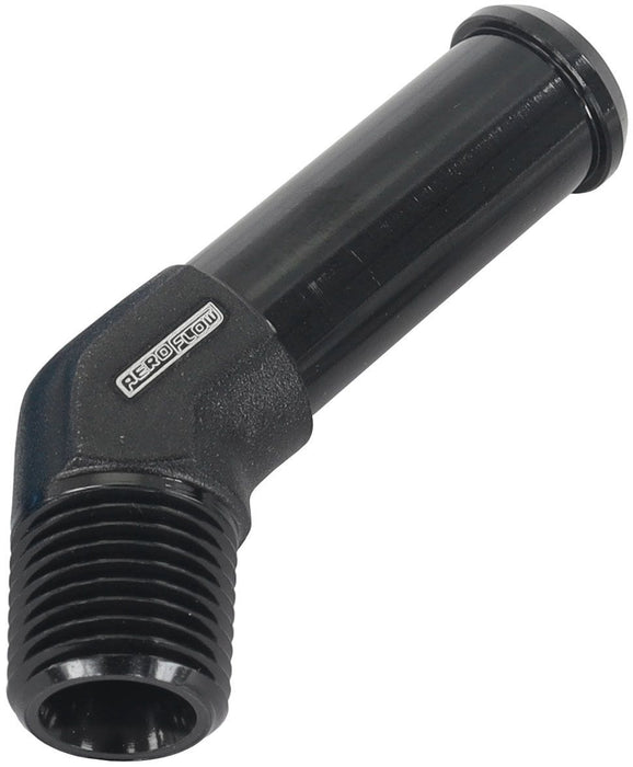Aeroflow Performance Black Finish 45° 1/8" Male NPT to 3/8" Barb AF845-02-06BLK Autofit