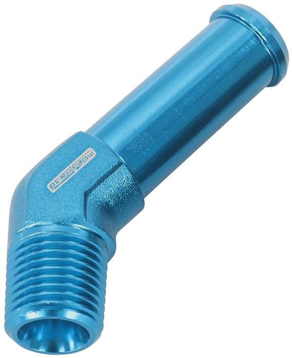 Aeroflow Performance Blue Finish 45° 1/8" Male NPT to 3/8" Barb AF845-02-06 Autofit