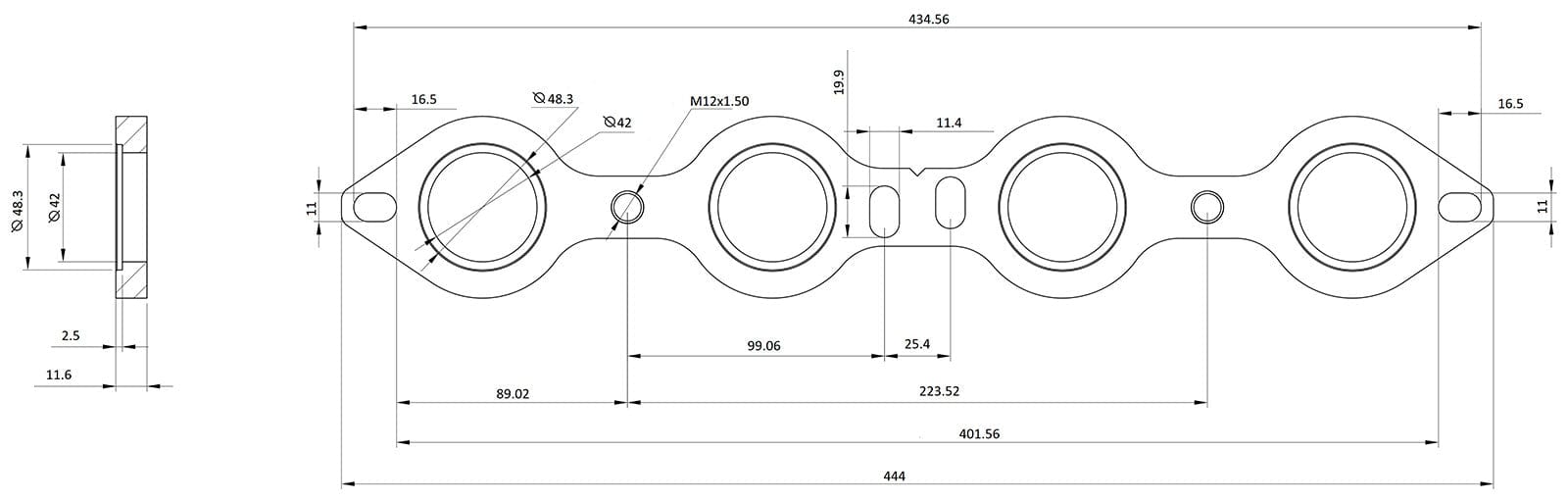 Aeroflow Performance CNC Machined, Sold Single GM LS Header Flange AF9551-1035 Autofit