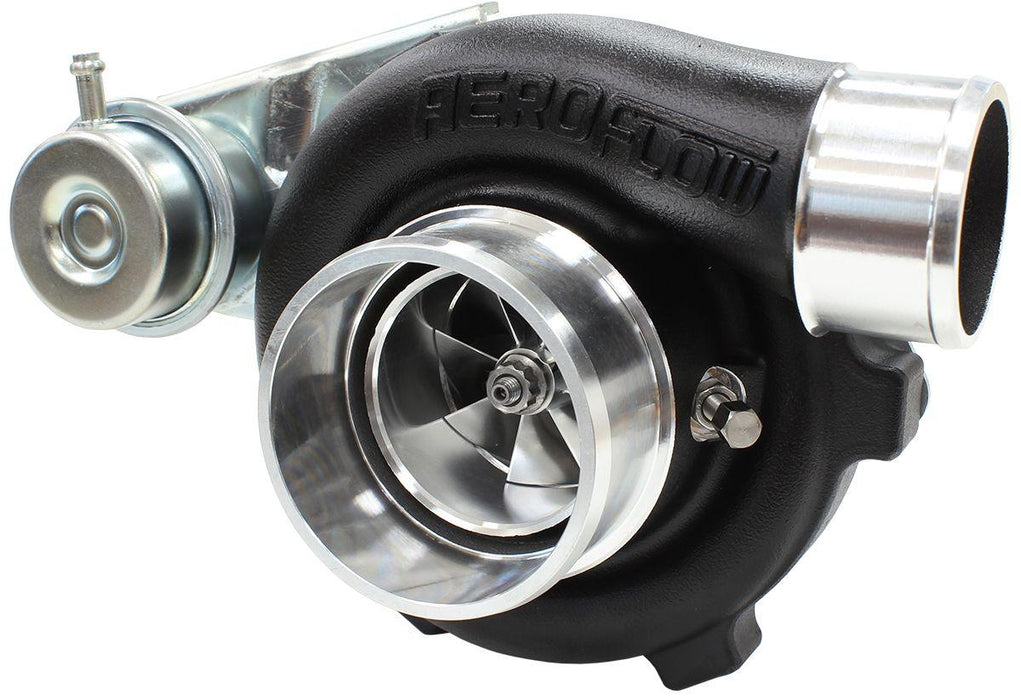 Aeroflow Performance Internal Wastegate, T25 / T28 Inlet Flange, 5-Bolt Exhaust Flange BOOSTED 5447 .64 Turbocharger 495HP, Hi Temp Black Finish AF8005-2005BLK Autofit