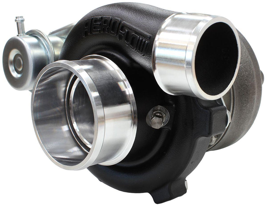 Aeroflow Performance Internal Wastegate, T25 / T28 Inlet Flange, 5-Bolt Exhaust Flange BOOSTED 5447 .86 Turbocharger 495HP, Hi Temp Black Finish AF8005-2006BLK Autofit