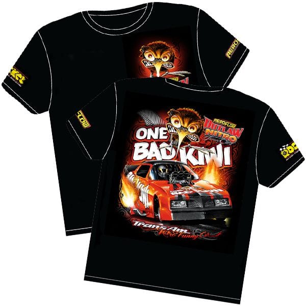Aeroflow Performance Medium One Bad Kiwi' Pontiac Trans-Am Outlaw Nitro Funny Car T-Shirt RTOBK-MED Autofit