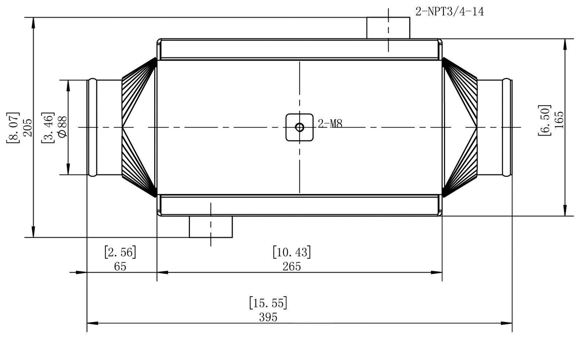 Aeroflow Performance Recommended for up to 1200 CFM / 1200 HP Water to Air Intercooler, 15" x 6.5" x 6" AF90-3001 Autofit