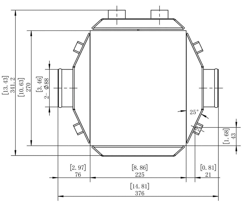 Aeroflow Performance Recommended for up to 1500 CFM / 1200 HP Water to Air Intercooler, 14" x 15" x 4.6" AF90-3002 Autofit