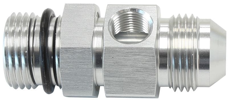 Aeroflow Performance Silver Finish -10ORB to -10AN Extension with 1/8" Port AF904-10S Autofit