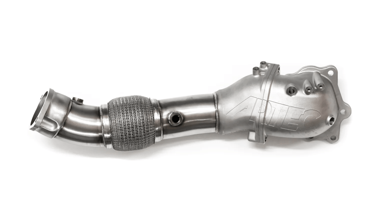 ARTEC EXHAUSTS Product ARTEC Performance Mitsubishi Evo X 4B11 4" Cast Outlet O2 Housing Dump Pipe - 3" 2 Bolt Outlet Autofit