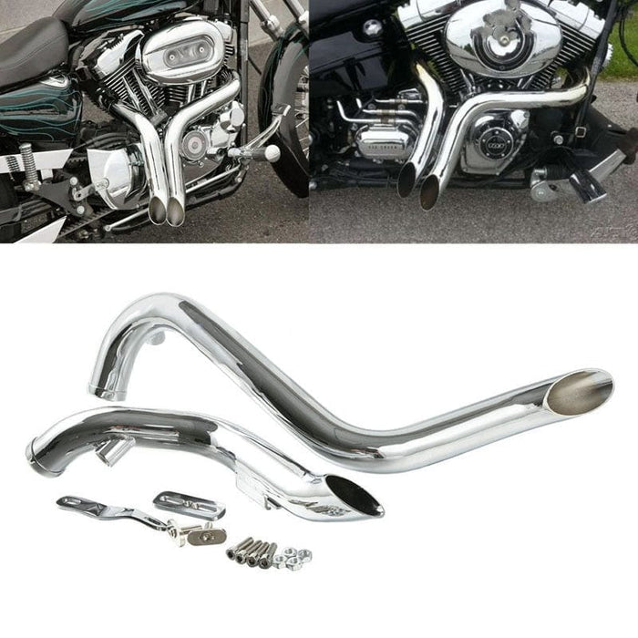 Attitude Inc Attitude Inc Exhaust Headers Chrome Drag Pipes 1 3/4 inc , suit Harley Touring , Sportster, Dyna, Softail Attitude Inc Exhaust Headers Chrome Drag Pipes 1 3/4 inc , suit Harley Touring , Sportster, Dyna, Softail Autofit