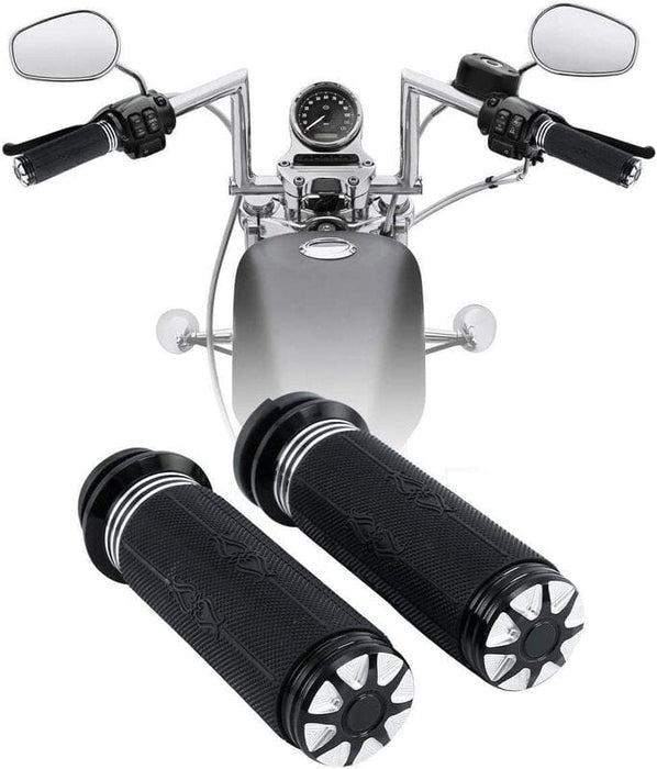 Attitude Inc Attitude Inc Handlebar Hand Grips, Black CNC Machined/ Rubber Gel Grip, 1 in, Handlebar, For Harley Touring Breakout Dyna, Pair Attitude Inc Handlebar Hand Grips, Black CNC Machined/ Rubber Gel Grip, 1 in, Handlebar, For Harley Touring Breakout Dyna, Pair Autofit
