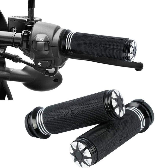Attitude Inc Attitude Inc Handlebar Hand Grips, Black CNC Machined/ Rubber Gel Grip, 1 in, Handlebar, For Harley Touring Breakout Dyna, Pair Attitude Inc Handlebar Hand Grips, Black CNC Machined/ Rubber Gel Grip, 1 in, Handlebar, For Harley Touring Breakout Dyna, Pair Autofit