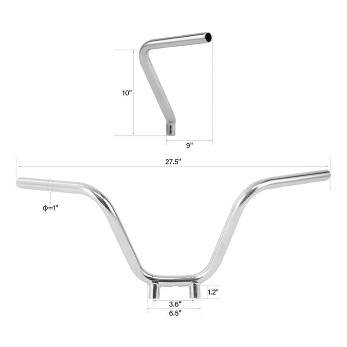 Attitude Inc Attitude Inc JackRabbit Handlebar 1 in, 10 in, rise, 1.2 in riser  in, Chrome, For Harley  Softail Sportster Fat Boy Dyna, Each Attitude Inc JackRabbit Handlebar 1 in, 10 in, rise, 1.2 in riser  in, Chrome, For Harley  Softail Sportster Fat Boy Dyna, Each Autofit