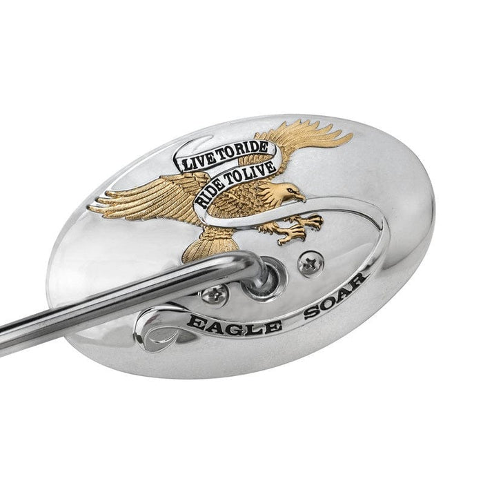 Attitude Inc Attitude Inc Rear View Mirror Oval Gold Eagle, 6 inch, Chrome for Harley Custom, Each Attitude Inc Rear View Mirror Oval Gold Eagle, 6 inch, Chrome for Harley Custom, Each Autofit