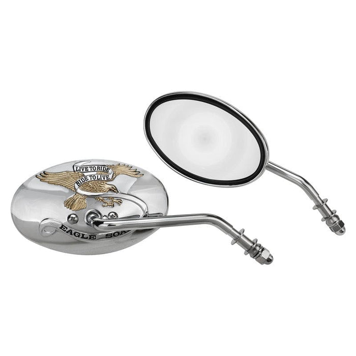 Attitude Inc Attitude Inc Rear View Mirror Oval Gold Eagle, 6 inch, Chrome for Harley Custom, Each Attitude Inc Rear View Mirror Oval Gold Eagle, 6 inch, Chrome for Harley Custom, Each Autofit