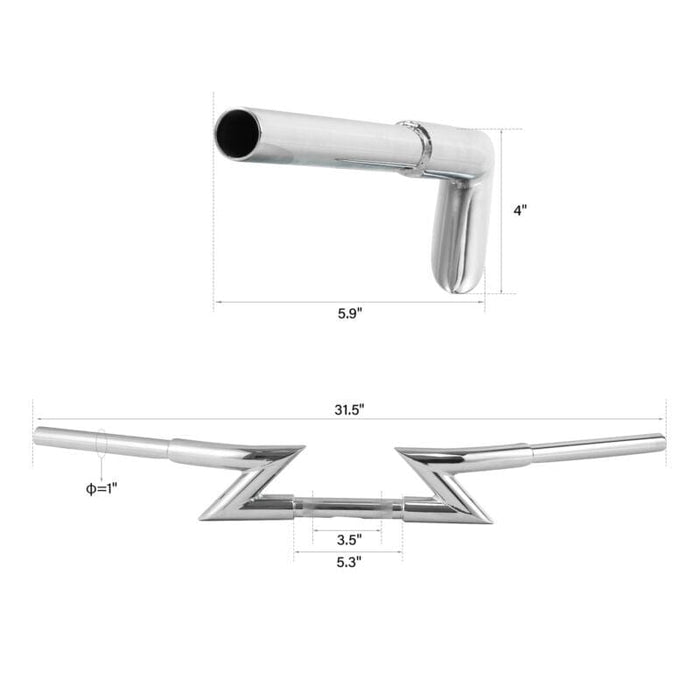 Attitude Inc Attitude Inc Zee Bar, Handlebar 1-1/4 in, Chrome, For Harley  Softail Sportster Fat Boy Dyna, Each Attitude Inc Zee Bar, Handlebar 1-1/4 in, Chrome, For Harley  Softail Sportster Fat Boy Dyna, Each Autofit