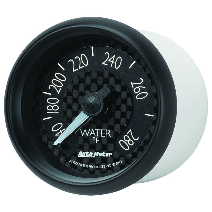 AUTOMETER 2-1/16", Black carbon Fiber Dial, Full Sweep Mechanical, 140-280°F GT Series Water Temperature Gauge AU8031 Autofit