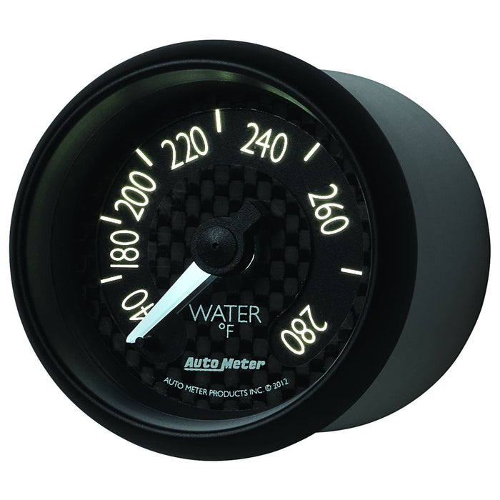 AUTOMETER 2-1/16", Black carbon Fiber Dial, Full Sweep Mechanical, 140-280°F GT Series Water Temperature Gauge AU8031 Autofit