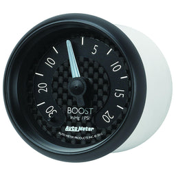 AUTOMETER 2-1/16", Black Carbon Fiber Dial, Full Sweep Mechanical, 30 in hg / 2 GT Series Boost Gauge AU8001 Autofit