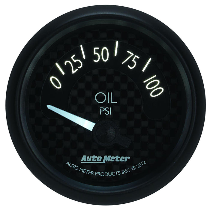 AUTOMETER 2-1/16", Black Carbon Fiber Dial, Short Sweep Electric, 0-100 psi GT Series Oil Pressure Gauge AU8027 Autofit