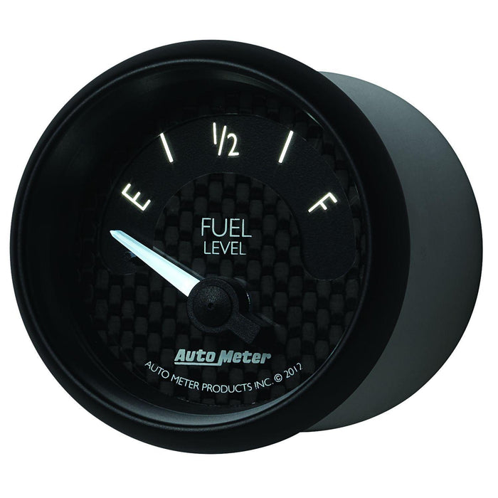 AUTOMETER 2-1/16", Black Carbon Fiber Dial, Short Sweep Electric, 240E-33F ohm GT Series Fuel Level Gauge AU8016 Autofit