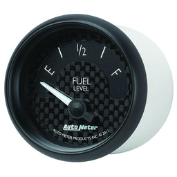 AUTOMETER 2-1/16", Black Carbon Fiber Dial, Short Sweep Electric, 240E-33F ohm GT Series Fuel Level Gauge AU8016 Autofit