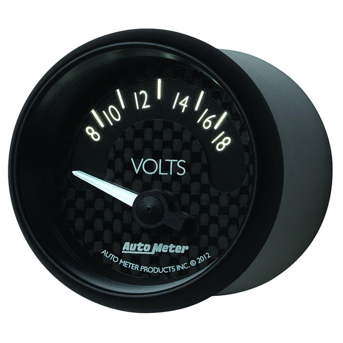AUTOMETER 2-1/16", Black Dial, Short Sweep Electrical, 8-18 Volts GT Series Voltmeter Gauge AU8092 Autofit