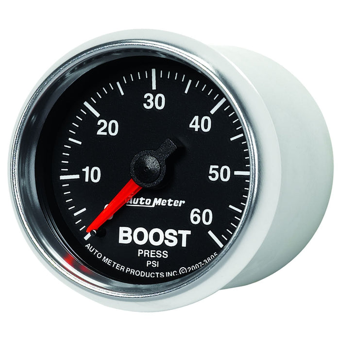 AUTOMETER 2-1/16", In-Dash, Full Sweep Mechanical, 0-60 psi GS Series Boost Gauge AU3805 Autofit