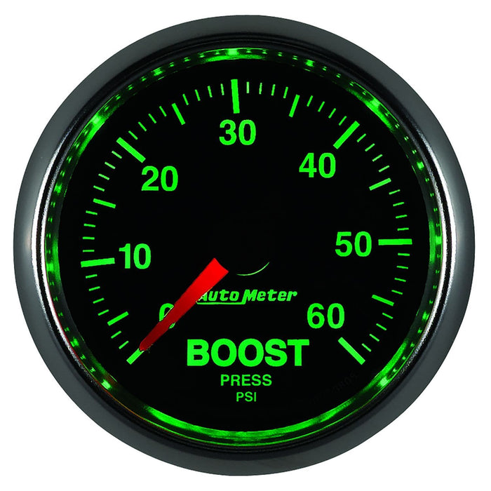 AUTOMETER 2-1/16", In-Dash, Full Sweep Mechanical, 0-60 psi GS Series Boost Gauge AU3805 Autofit