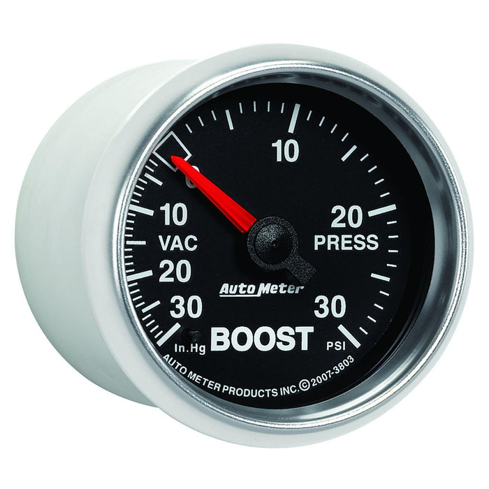 AUTOMETER 2-1/16", In-Dash, Full Sweep Mechanical, 30 In Hg.-Vac./30 psi. GS Series Boost/Vacuum Gauge AU3803 Autofit