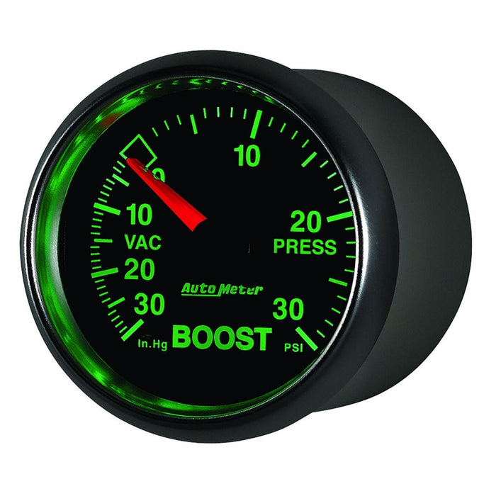 AUTOMETER 2-1/16", In-Dash, Full Sweep Mechanical, 30 In Hg.-Vac./30 psi. GS Series Boost/Vacuum Gauge AU3803 Autofit