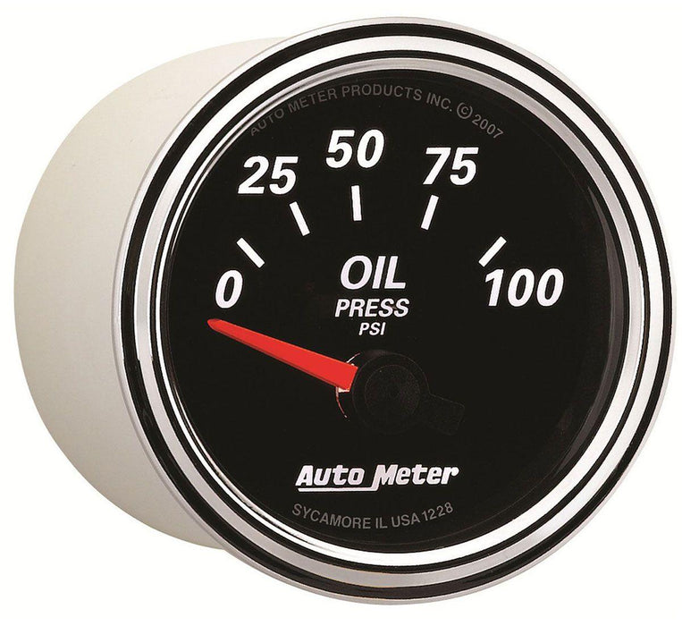 AUTOMETER 2-1/16", Short Sweep Electric, 0-100 psi Designer Black II Oil Pressure Gauge AU1228 Autofit