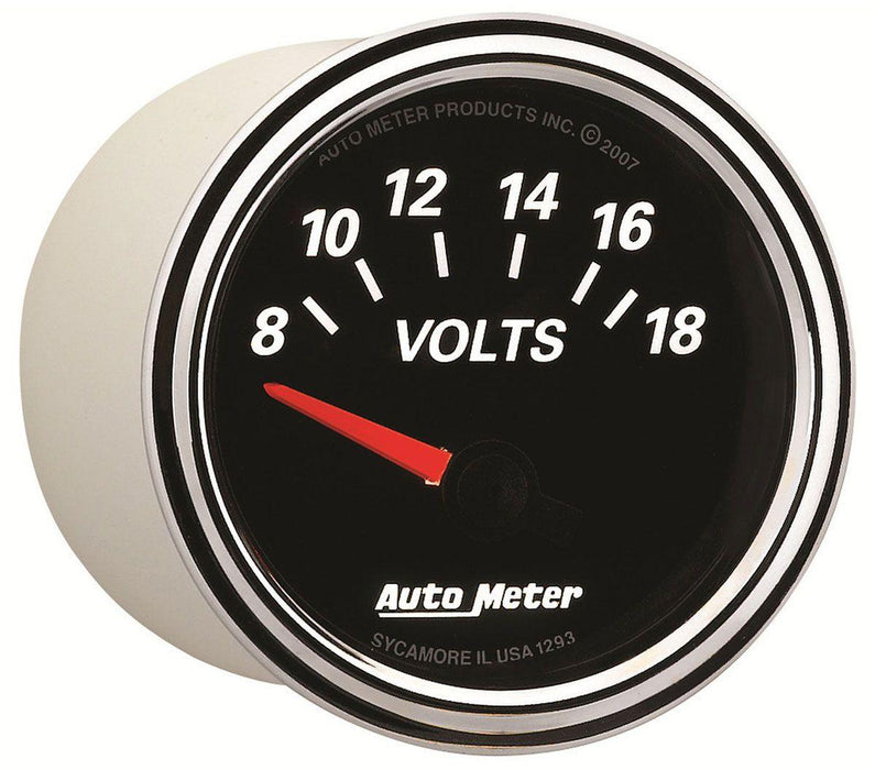 AUTOMETER 2-1/16", Short Sweep Electric, 8-18 volts Designer Black II Voltmeter Gauge AU1293 Autofit