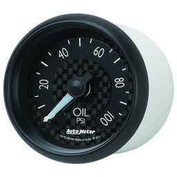 AUTOMETER 2-5/8", Black Carbon Fiber Dial, Full Sweep Mechanical, 0-100 psi GT Series Oil Pressure Gauge AU8021 Autofit