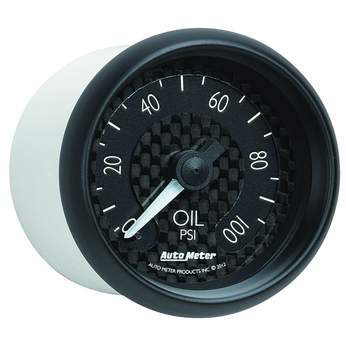 AUTOMETER 2-5/8", Black Carbon Fiber Dial, Full Sweep Mechanical, 0-100 psi GT Series Oil Pressure Gauge AU8021 Autofit
