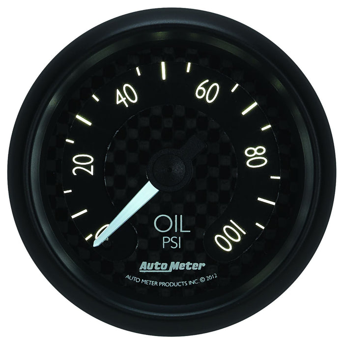 AUTOMETER 2-5/8", Black Carbon Fiber Dial, Full Sweep Mechanical, 0-100 psi GT Series Oil Pressure Gauge AU8021 Autofit