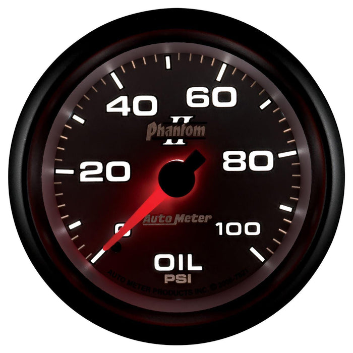 AUTOMETER 2-5/8", Full Sweep Mechanical, 0-100 psi Phantom II Series Oil Pressure Gauge AU7821 Autofit