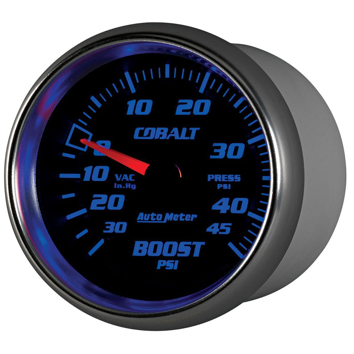 AUTOMETER 2-5/8", Full Sweep Mechanical, 30 In. Hg./45 psi Cobalt Series Boost/Vacuum Gauge AU7908 Autofit