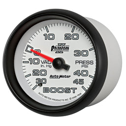 AUTOMETER 2-5/8", Full Sweep Mechanical, 30 In. Hg./45 psi Phantom II Series Boost/Vacuum Gauge AU7808 Autofit