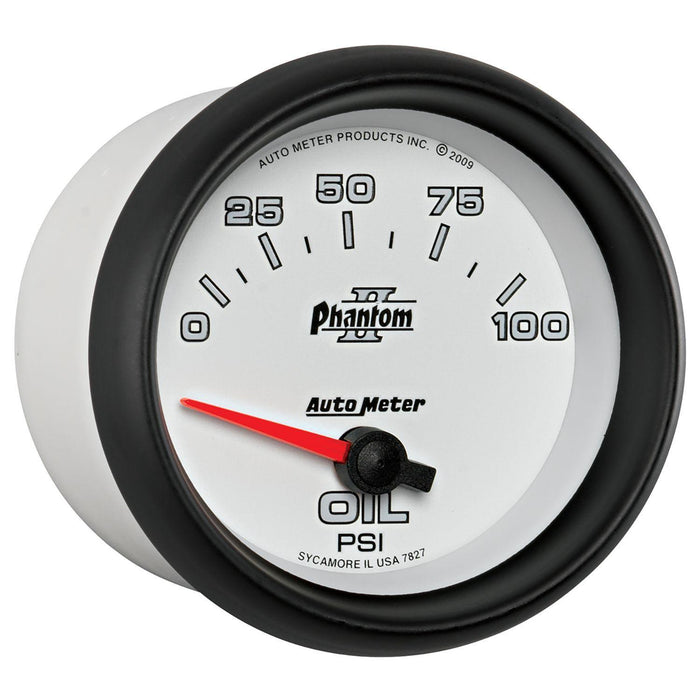 AUTOMETER 2-5/8", Short Sweep Electric, 0-100 psi Phantom II Series Oil Pressure Gauge AU7827 Autofit