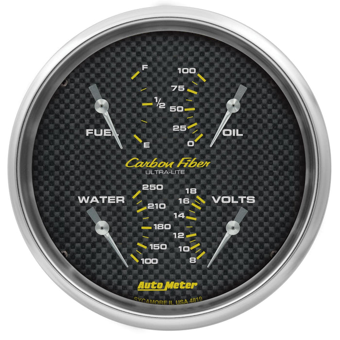 AutoMeter AutoMeter Carbon Fiber Analog Gauge Kits 4819 Autofit
