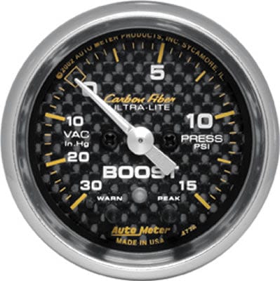 AutoMeter AutoMeter Carbon Fiber Ultra-Lite Analog Gauges 4776 Autofit