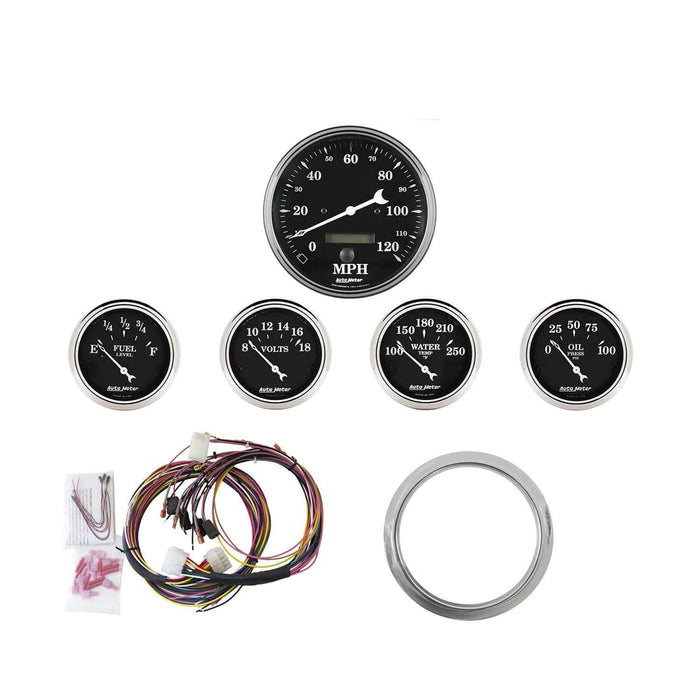 AutoMeter AutoMeter Old Tyme Black Series Analog Gauge Kits 7034-OTB Autofit